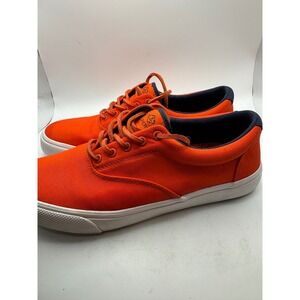 Sperry Men's Sneakers Orange Canvas Lace Up Low Top Shoes Size 9
